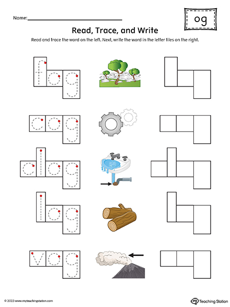 OG Word Family Read and Spell Printable PDF