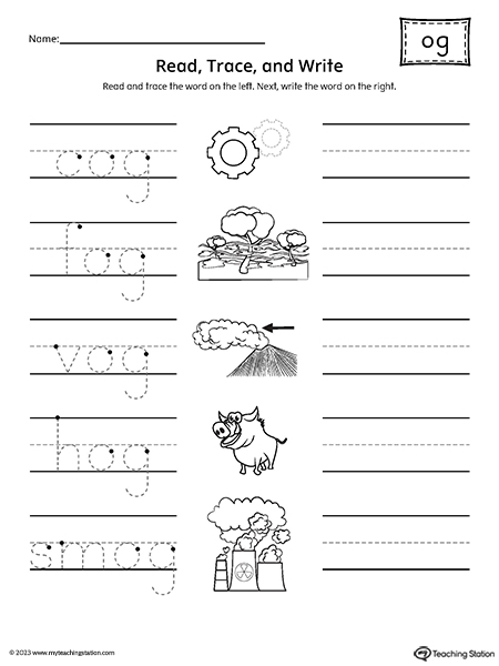 OG Word Family Read and Write Worksheet