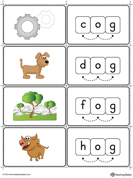 OG Word Family Small Picture Cards Printable PDF (Color)