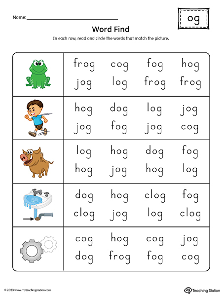 OG Word Family Word Find Printable PDF