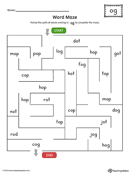 OG Word Family Word Maze Printable PDF