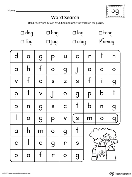 OG Word Family Word Search Worksheet