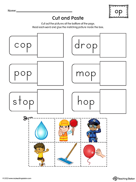 OP Word Family Cut-and-Paste Printable PDF