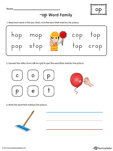 OP Word Family Printable PDF