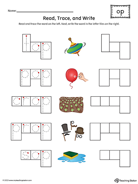 OP Word Family Read and Spell Printable PDF