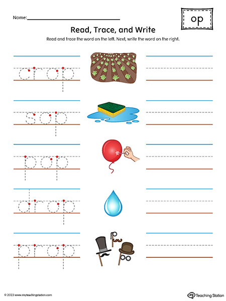 OP Word Family Read and Write Printable PDF