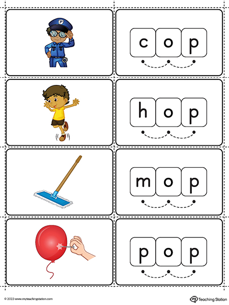 OP Word Family Small Picture Cards Printable PDF (Color)