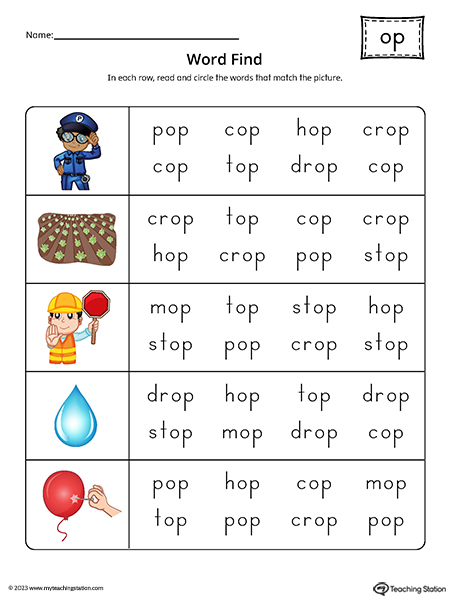 OP Word Family Word Find Printable PDF