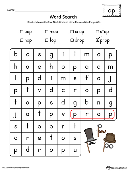 OP Word Family Word Search Printable PDF