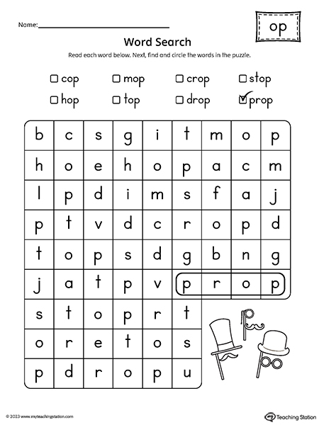 OP Word Family Word Search Worksheet