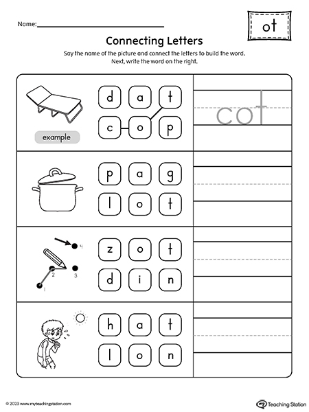 OT Word Family Build Words Worksheet | MyTeachingStation.com