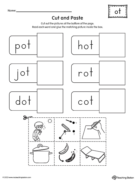 OT Word Family CVC Cut-and-Paste Worksheet