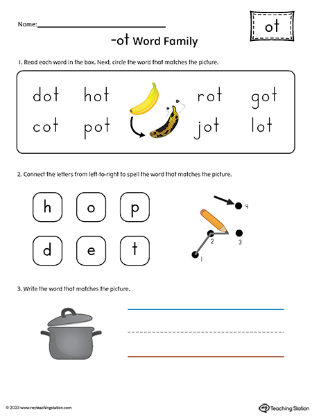 OT Word Family CVC Printable PDF