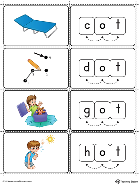 OT Word Family CVC Small Picture Cards Printable PDF (Color)
