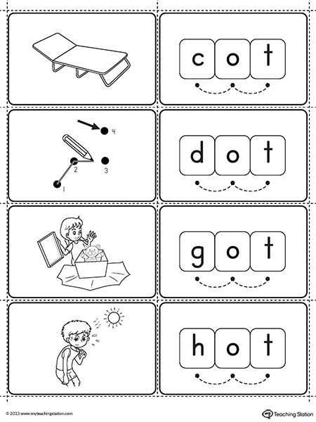 OT Word Family CVC Small Picture Cards Printable PDF