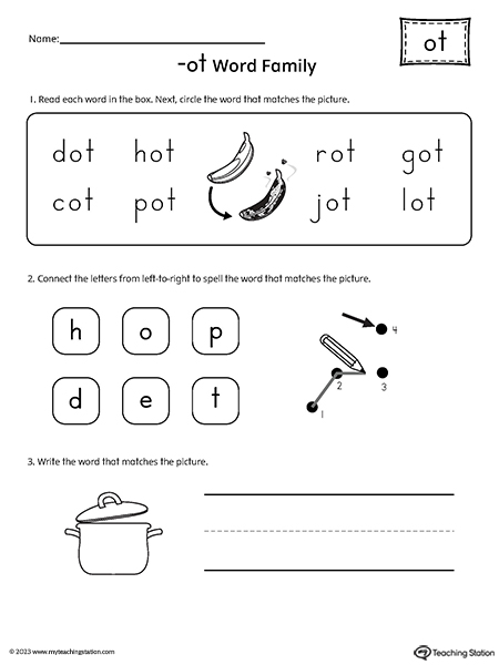 OT Word Family CVC Worksheet