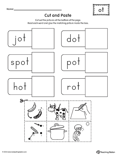 OT Word Family Cut-and-Paste Worksheet
