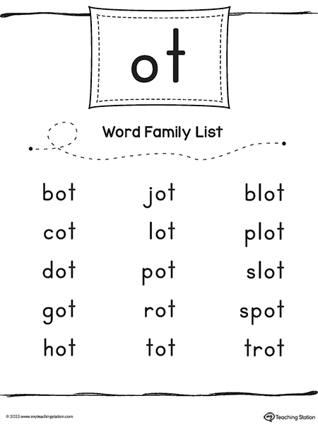 Ot Word Family List | Myteachingstation.Com