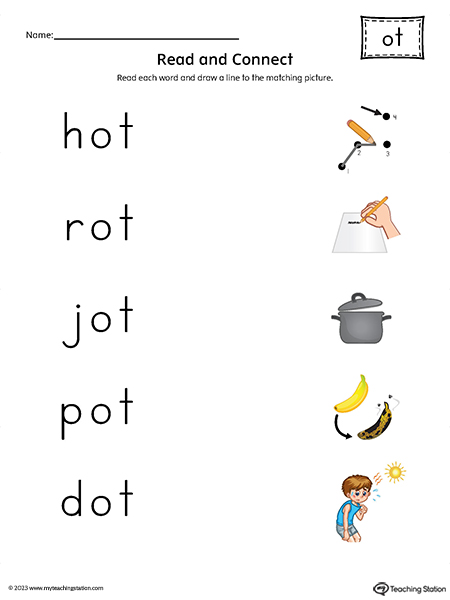 OT Word Family Read and Connect to Image Printable PDF