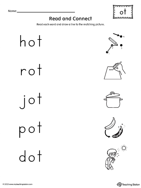OT Word Family Read and Connect to Image Worksheet