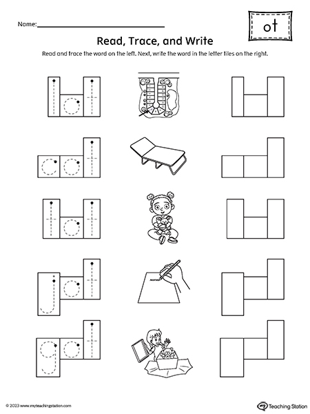 OT Word Family Read and Spell CVC Words Worksheet