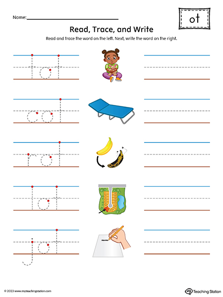 OT Word Family Trace and Write CVC Words Printable PDF