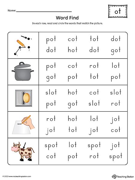 OT Word Family Word Find Printable PDF