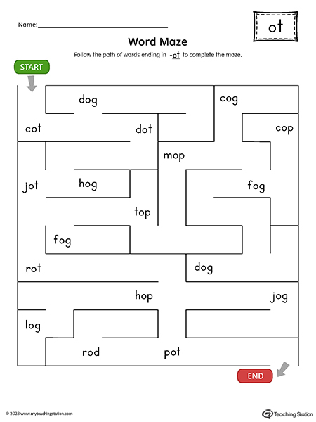 OT Word Family Word Maze Printable PDF
