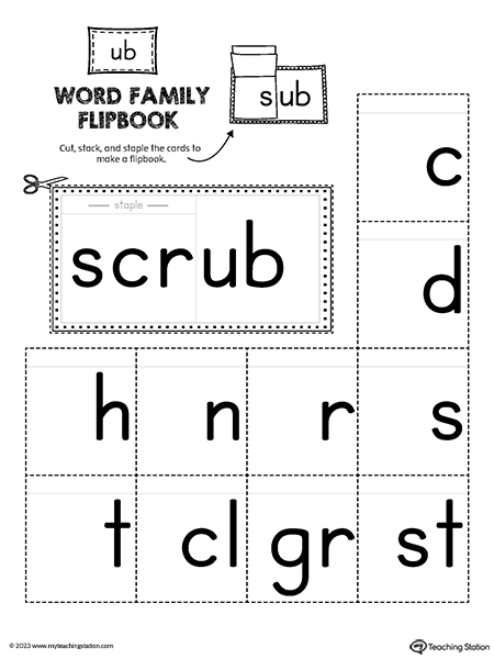UB Word Family Flipbook Printable PDF