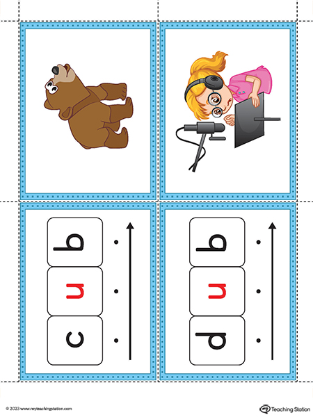 UB Word Family Image Flashcards Printable PDF (Color)