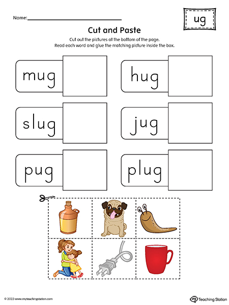 UG Word Family Cut-and-Paste Printable PDF