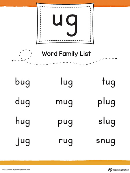 UG Word Family List Printable PDF