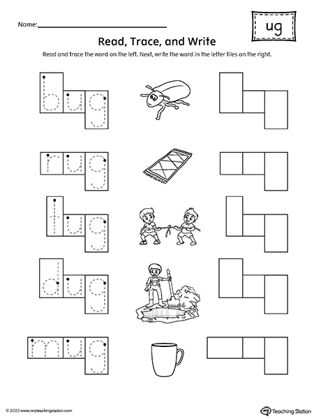 UG Word Family Read and Spell Worksheet