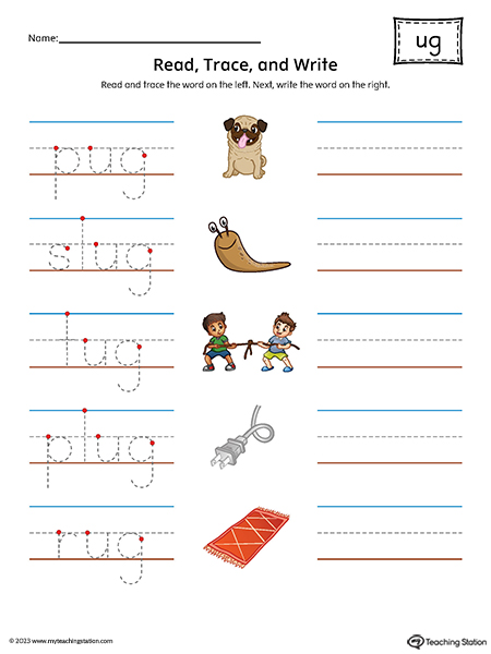 UG Word Family Read and Write Printable PDF