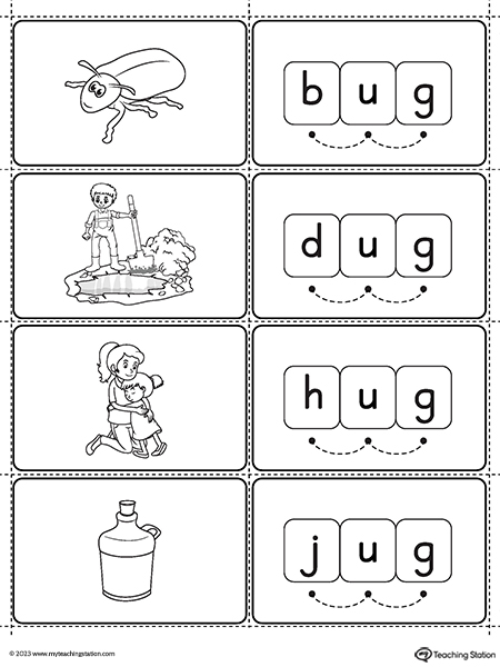 UG Word Family Small Picture Cards Printable PDF