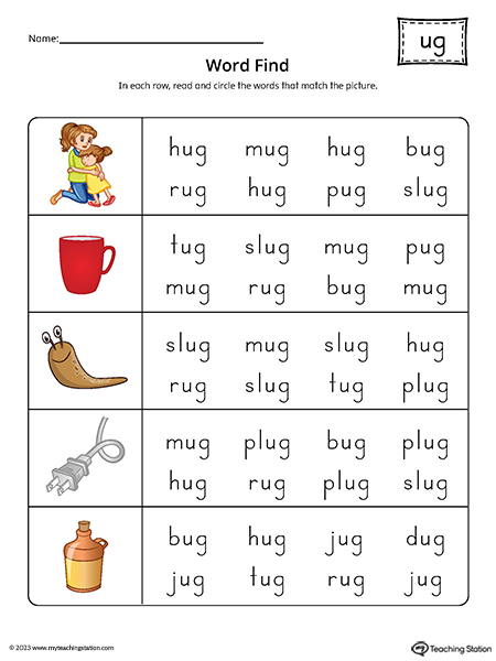 UG Word Family Word Find Printable PDF