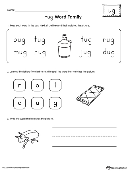 UG Word Family Worksheet