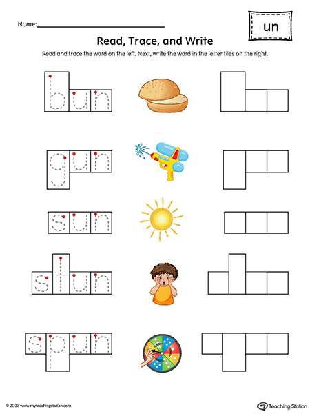 UN Word Family Read and Spell Printable PDF