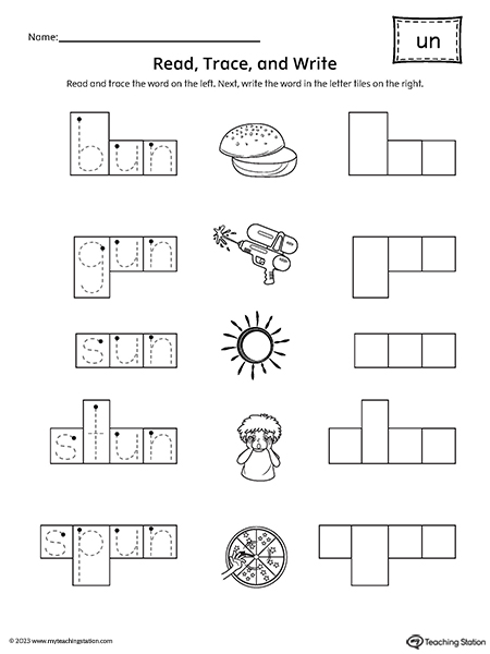 UN Word Family Read and Spell Worksheet