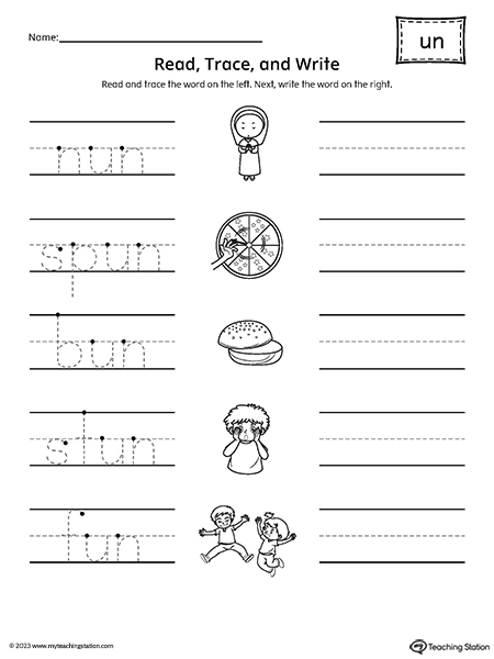 UN Word Family Read and Write Worksheet