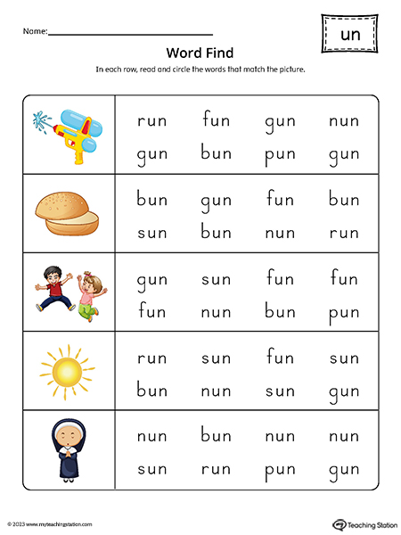 UN Word Family Word Find Printable PDF