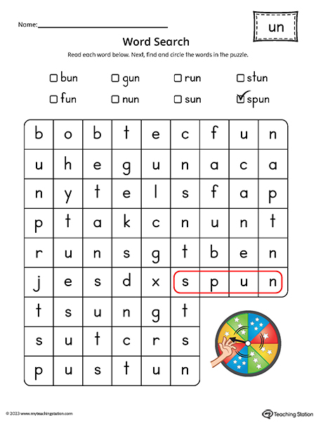 UN Word Family Word Search Printable PDF