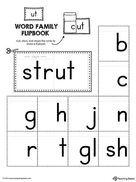 UT Word Family Flipbook Printable PDF