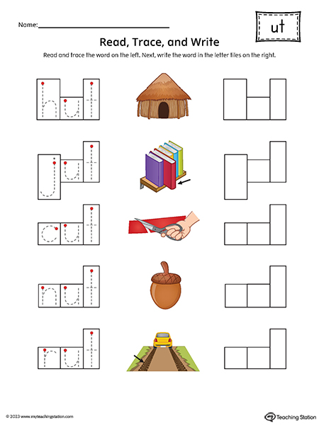 UT Word Family Read and Spell Printable PDF