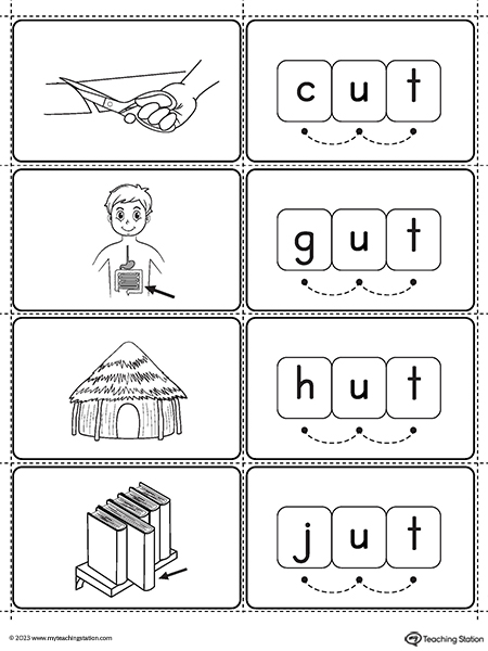 UT Word Family Small Picture Cards Printable PDF