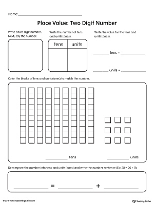 Place Value: Two Digit Number Worksheet