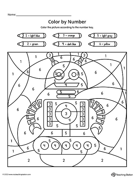 FREE* Color by Number Robot Printable Worksheet | MyTeachingStation.com