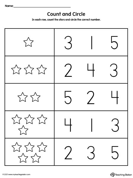 Count And Circle Numbers 1 10 Worksheet