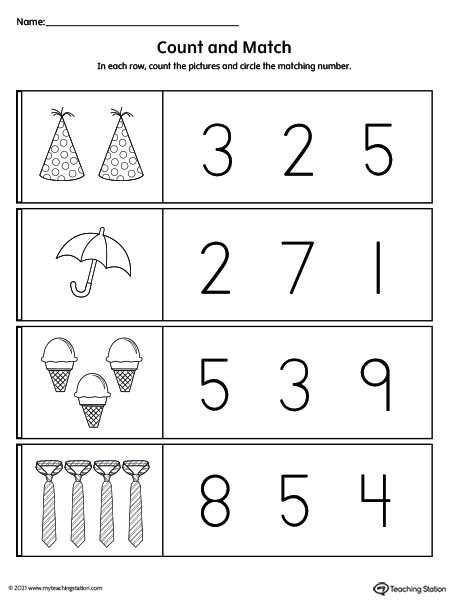 Count and Circle the Correct Number Printable Worksheet