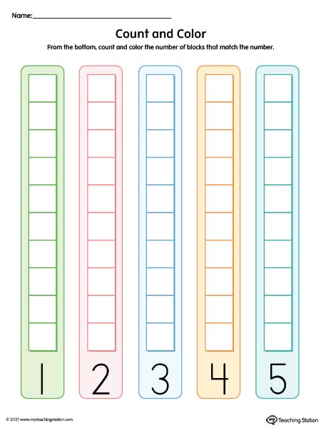 Count And Color Numbers 1 5 Printable Worksheet Color 